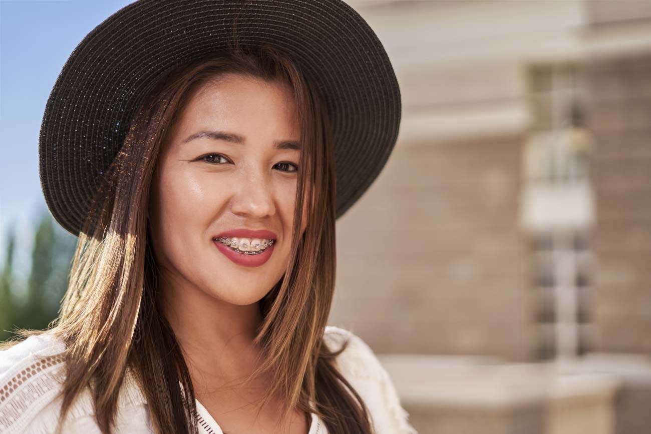 teen wearing Portland braces during orthodontic treatment 